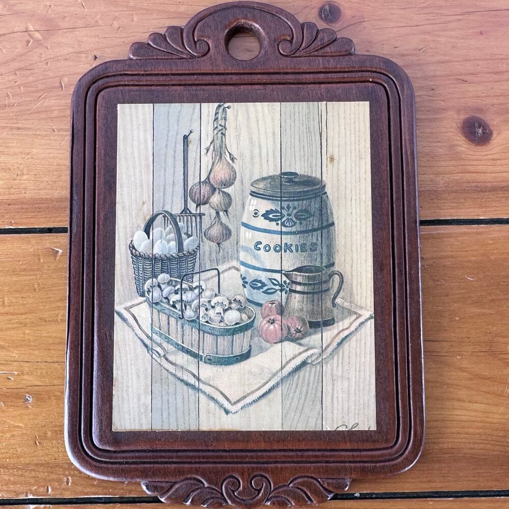 3 Vintage Wood Mounted Lithograph Kitchen Plaques Cottagecore Granny Country 5x7 - Picture 4 of 8